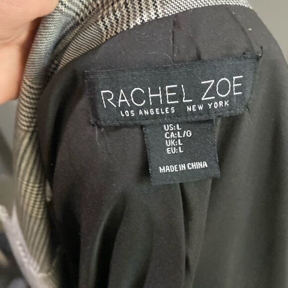 Rachel Zoe Plaid Oversized Blazer Jacket Grey Open Front - Picture 11 of 12